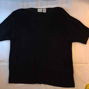 Merona Women's Pullover Sweater Black Short Sleeve Crew Neck Layered L